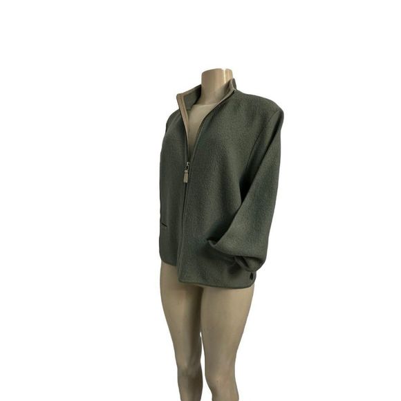 Woolrich Cardigan  Olive Green Cardigan  100%  Lambs Wool Full Zip Size L #1119 - Picture 8 of 16